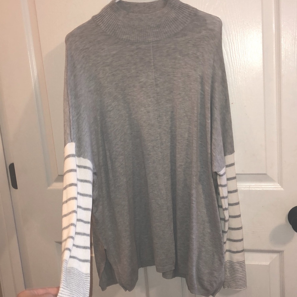 grey and cream loose sweater